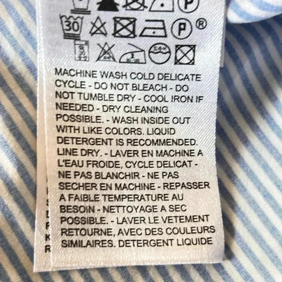 Levi’s Button Down Blue&White Pinstripe Tie Shoulder Women’s Top Size Medium - Picture 9 of 9